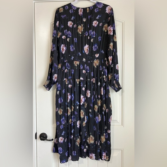 NWT Scoop Women's Plus V Neck Plissé Floral Midi Dress Sz XL - Picture 11 of 12